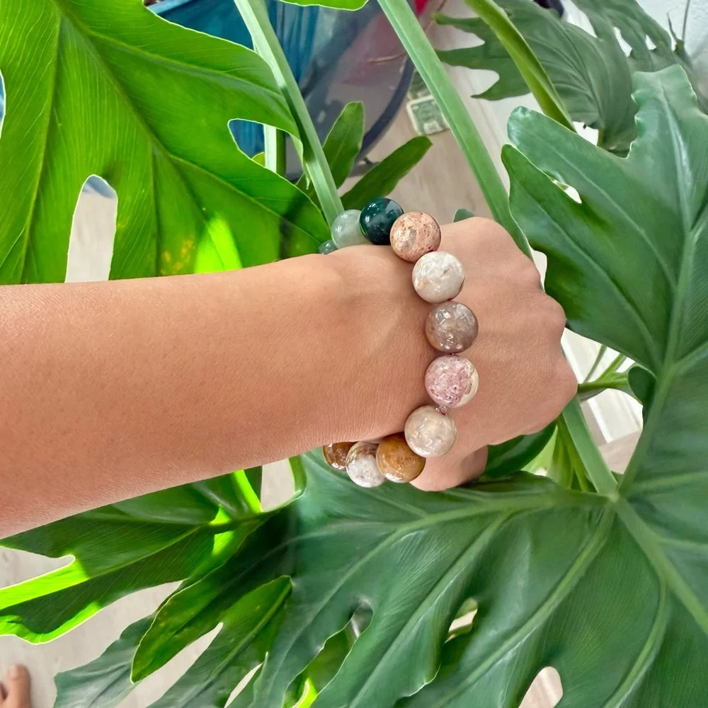 Ocean Jasper Beaded Bracelet – Large Beads, Earth Tones - Picture 3 of 3